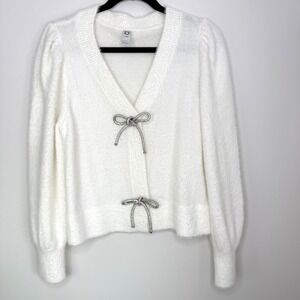 Belldini White Cardigan with Silver Accents